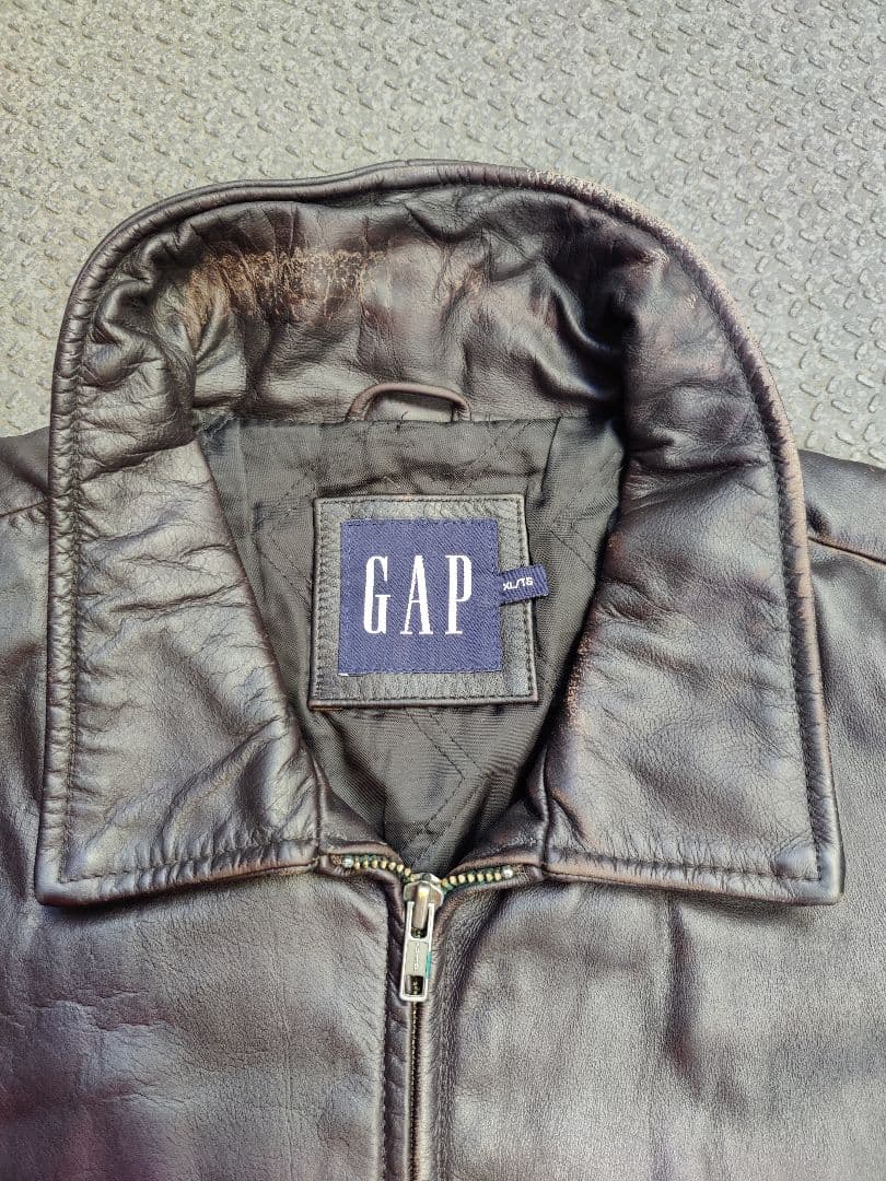 90s-00s old GAP レザー ジャケット ライダース　カーコート