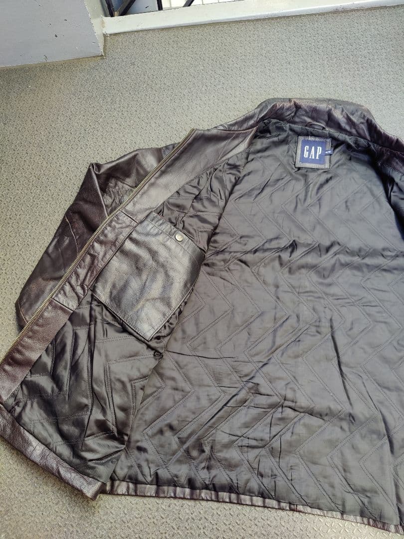90s-00s old GAP レザー ジャケット ライダース　カーコート