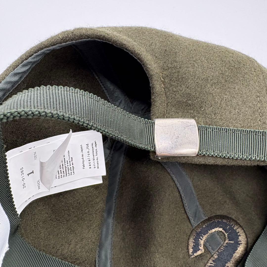 近年モデル サカイ ウール ベースボールキャップ カーキ 刺繍 Sロゴ サイズ1