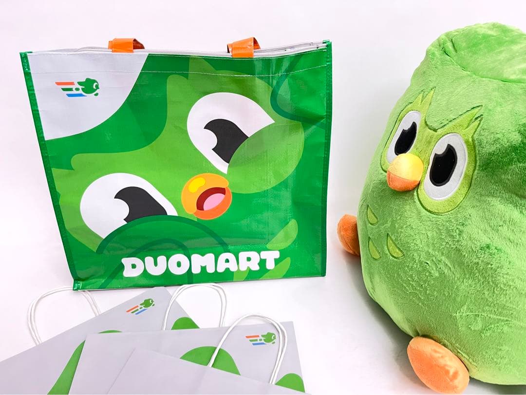 【デュオリンゴ】ラストワン賞ビッグデュオぬいぐるみ・ショッパー袋Duolingo
