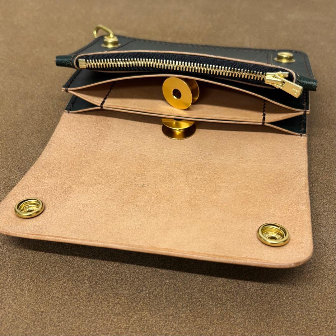 ホースハイド　トラッカーウォレット　ミドル　緑　3層　alps