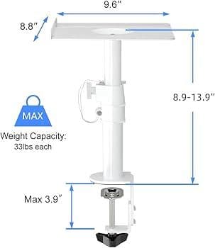 suptek ホワイト スピーカースタンド 高さ調整可能 デスクトップ