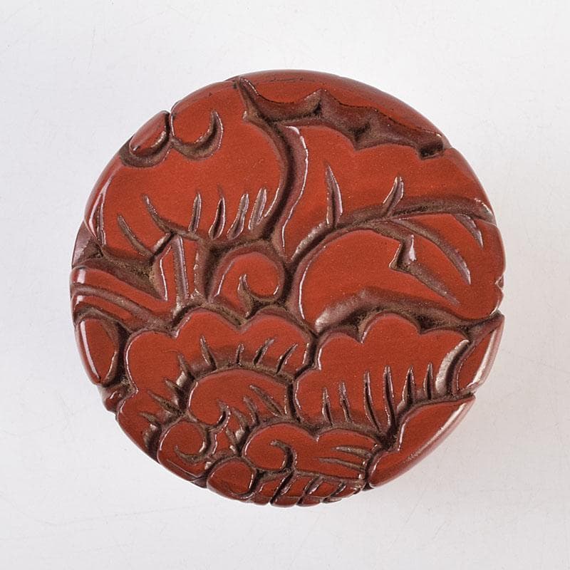 茶道具　秀円作　鎌倉彫　牡丹文　乾口中次　棗　時代箱　V　R9438