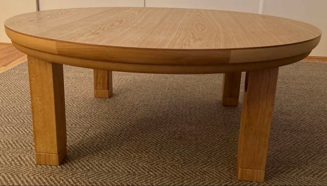 国産こたつ 円形 丸型100cmちゃぶ台タモ ※ハロゲンファンヒーター付