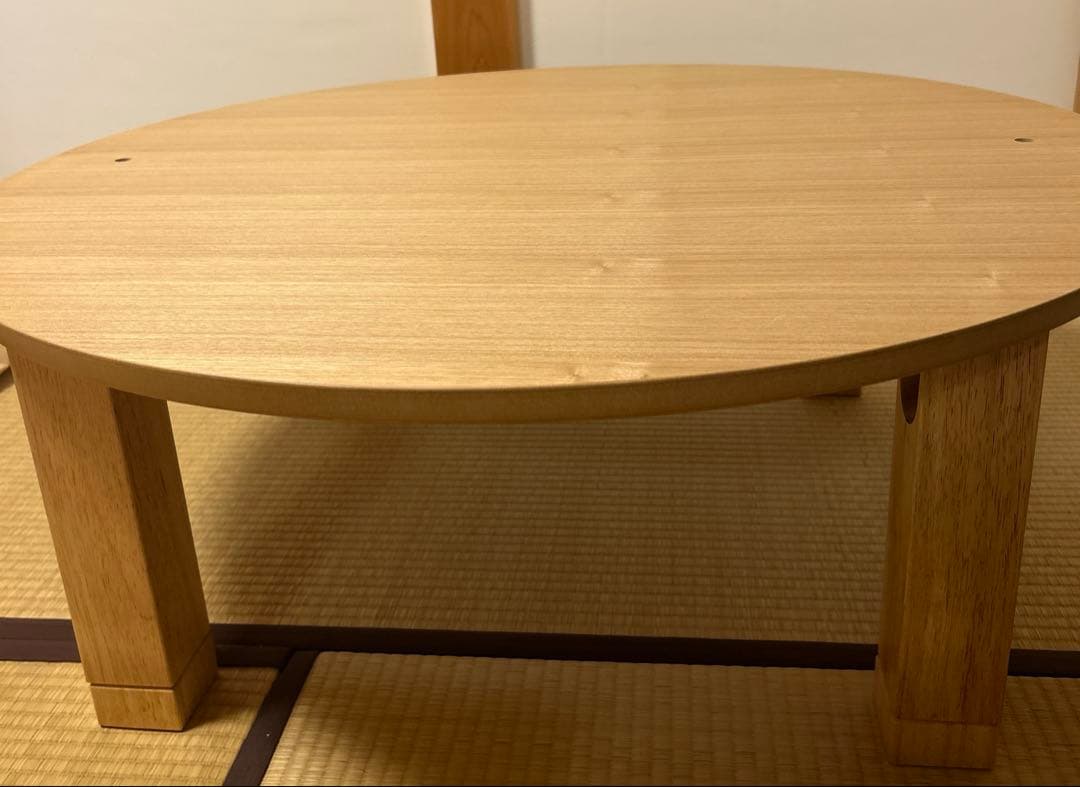 国産こたつ 円形 丸型100cmちゃぶ台タモ ※ハロゲンファンヒーター付