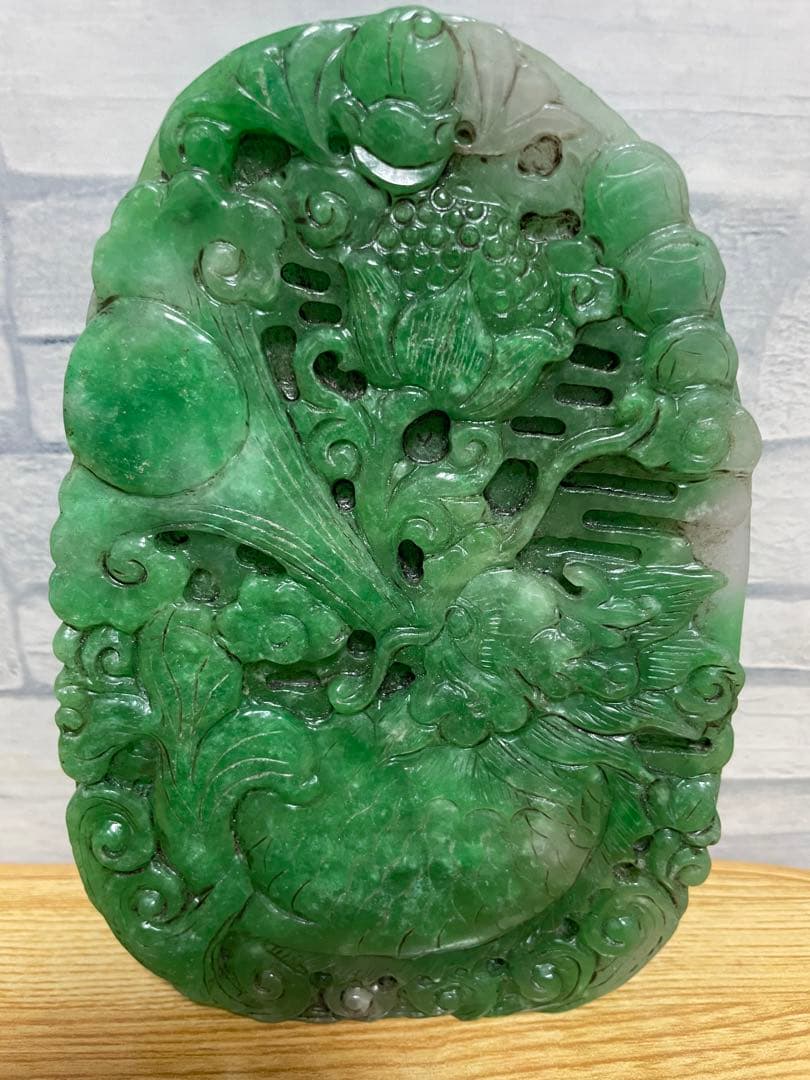 中国天然特大翡翠摆件 本物保証 清代 民国 古董品 美術品