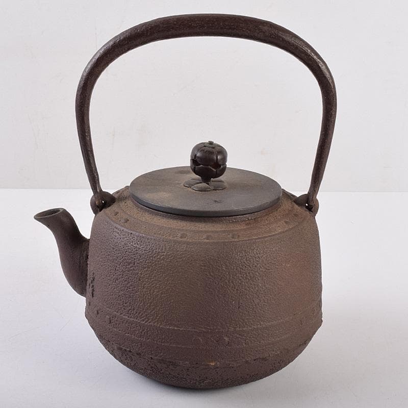 煎茶道具　釜師　佐藤浄清作　鋲打文　鉄瓶　鉄釜　M　R8983