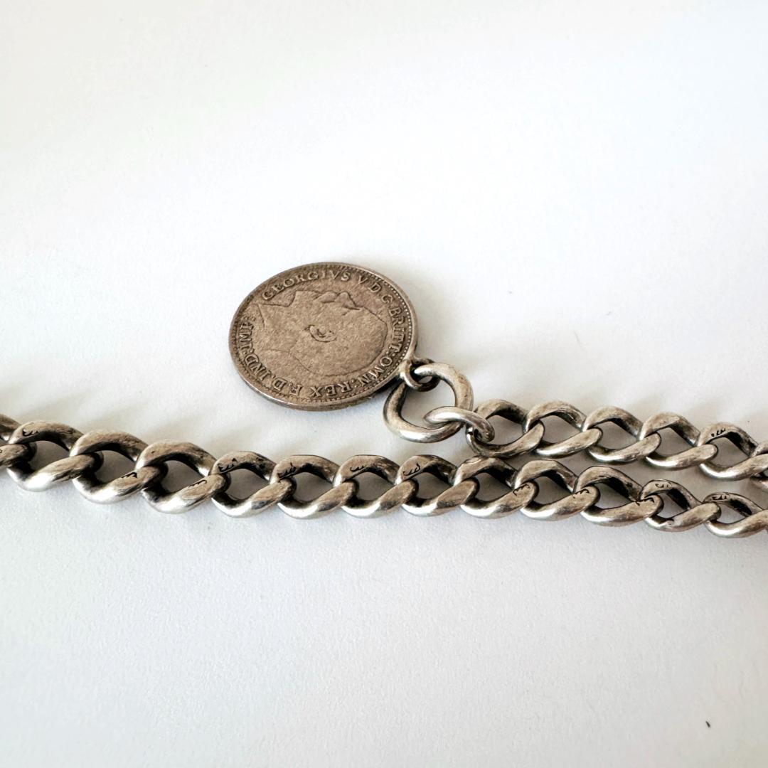 1921年★英国★アルバートチェーン/純銀製/アンティーク