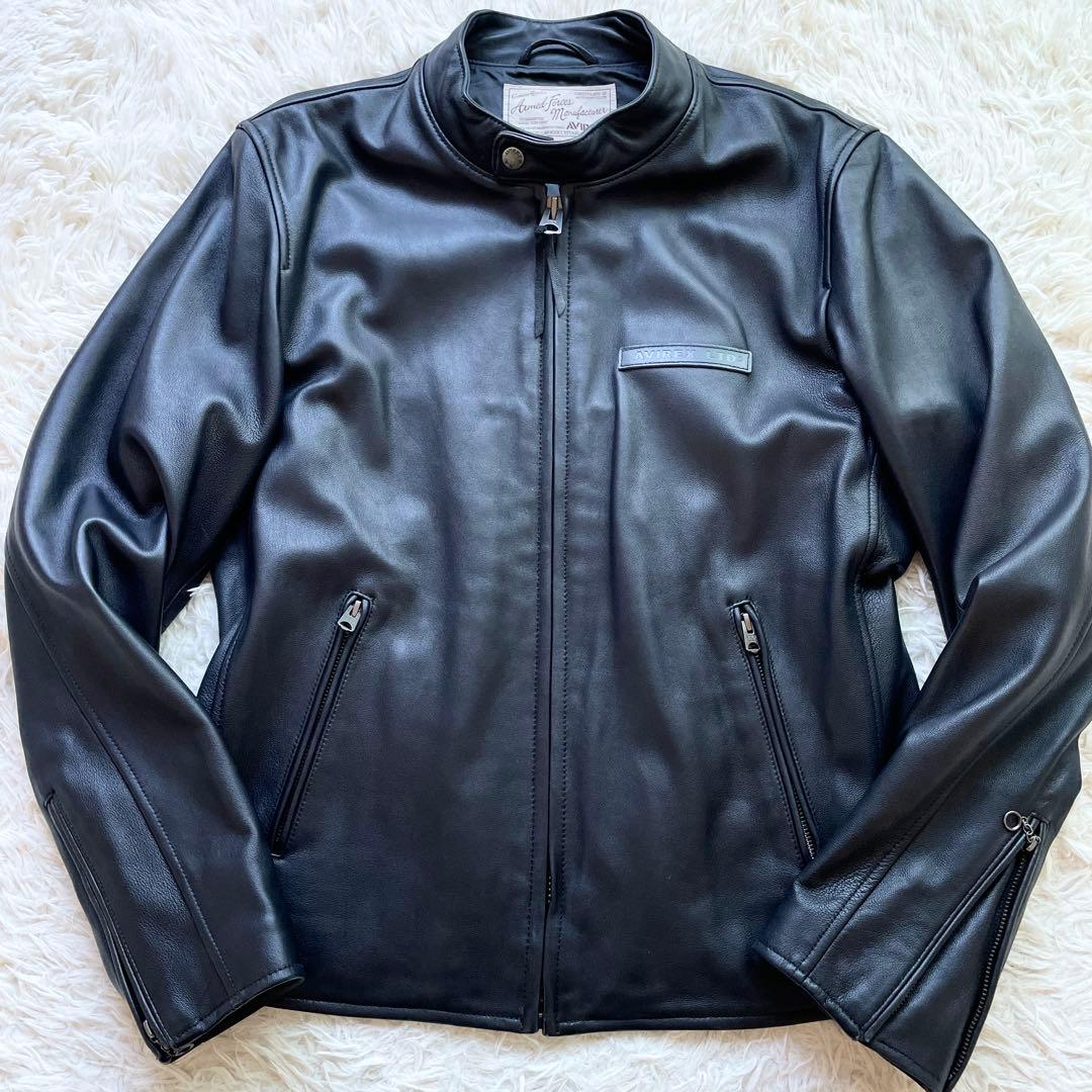 極美品 XLサイズ AVIREX【WEB&限定】ラムレザー ライダース