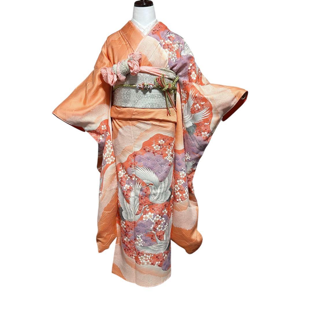 未使用近い　美品　袷　正絹　友禅　振袖　フルセット　6点