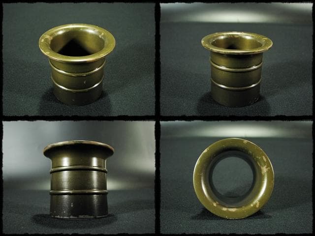 メル84937！唐銅 皆具 一揃 八尾 祥栄 鬼面耳付水指 建水杓立f68