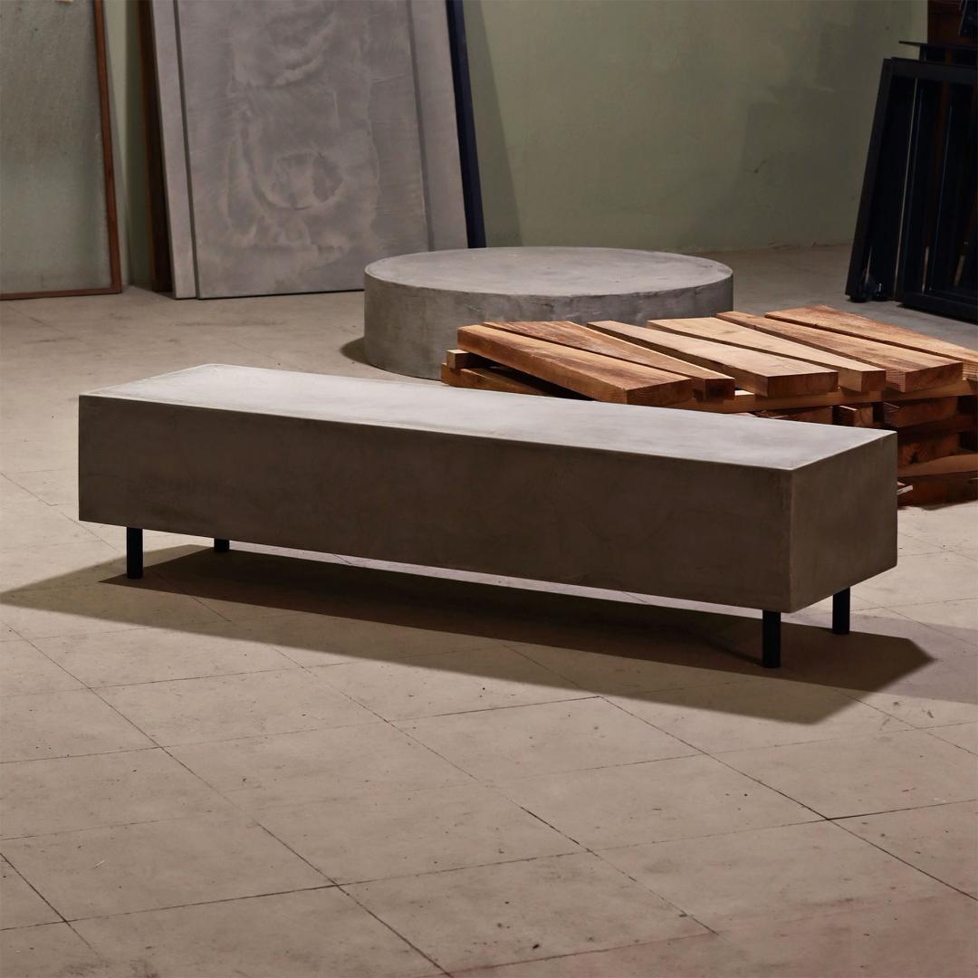 オーダー専用｜120cm｜ミディアムグレー｜テレビボード｜薄塗りモルタル