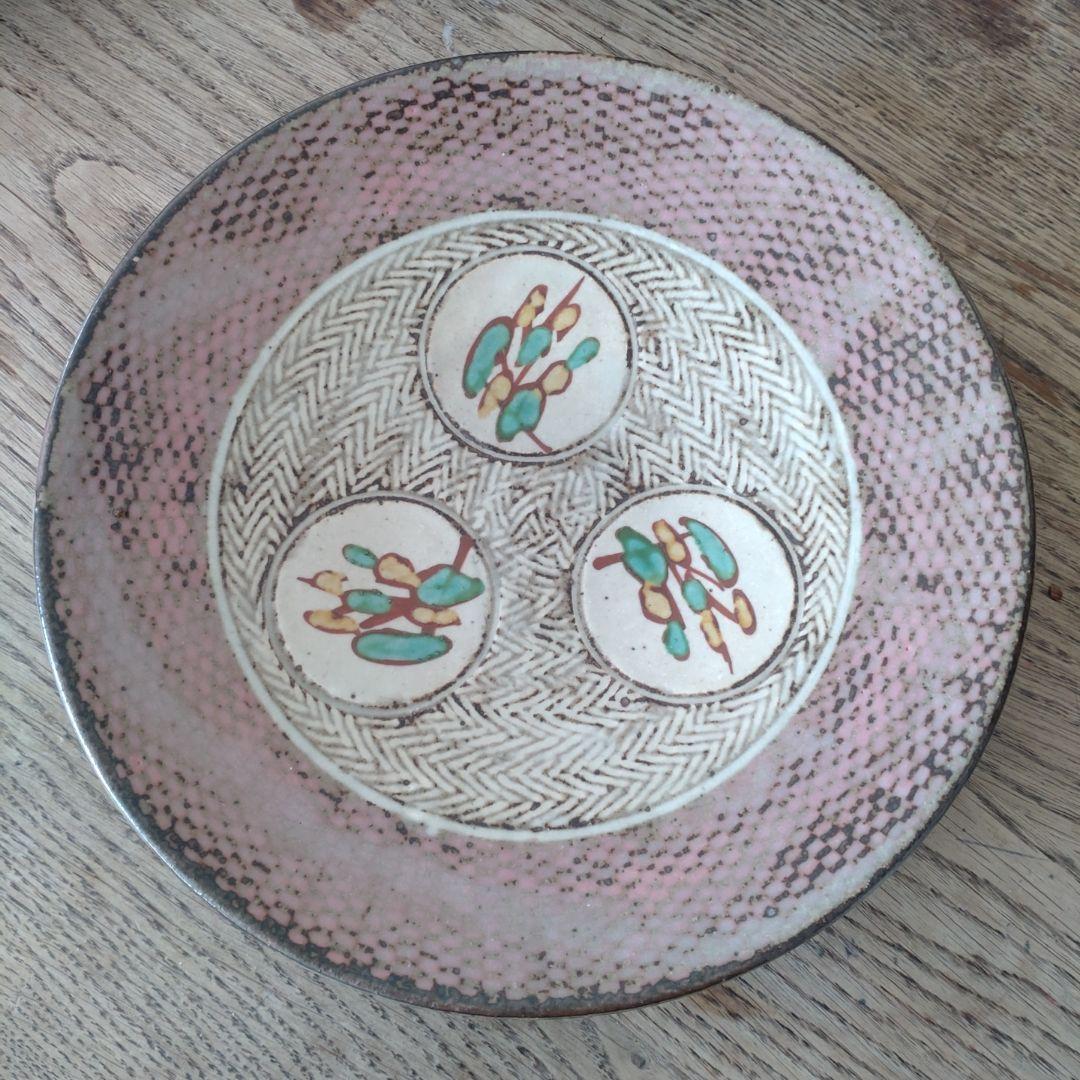 人間国宝　島岡達三　『象嵌赤繪草花文繪変組皿』　６枚組　共箱