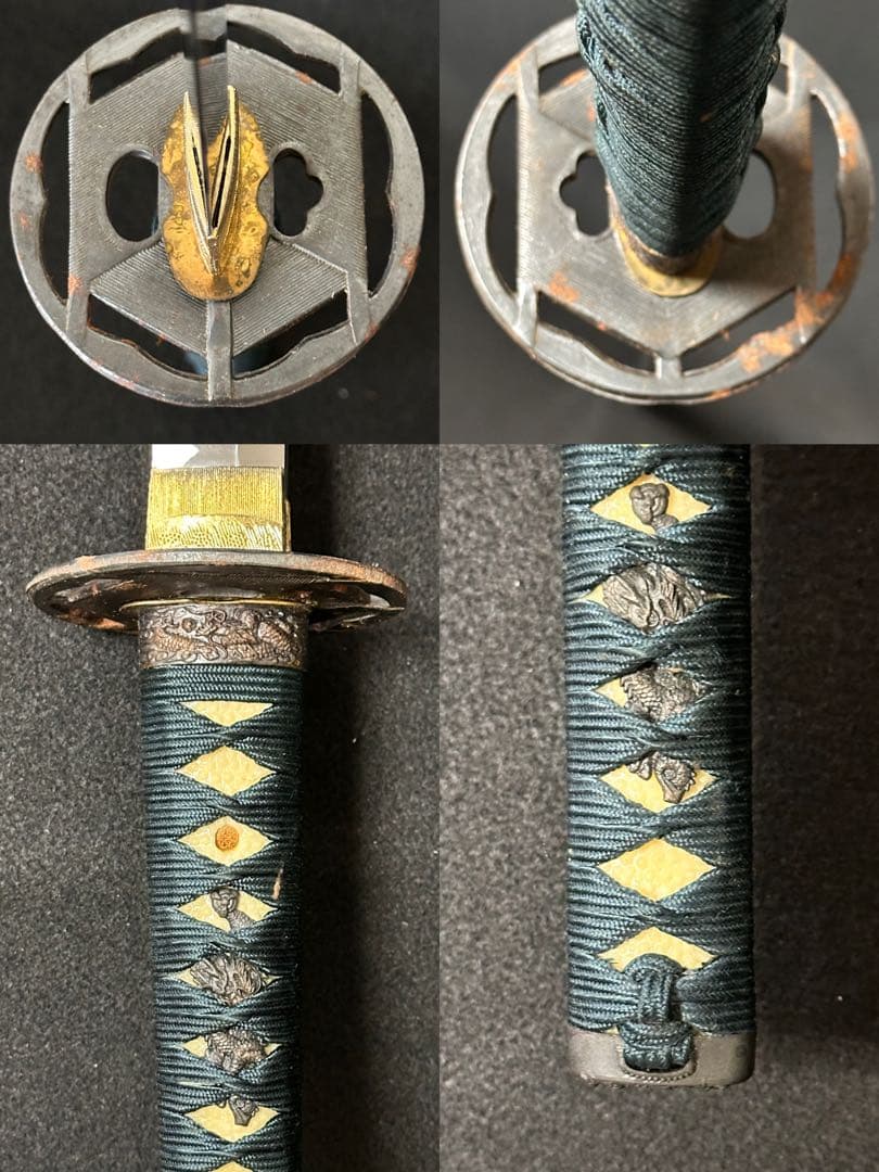 模造刀セット　打刀　脇差　鞘付長さ約69/104cm 黒鞘　25C36