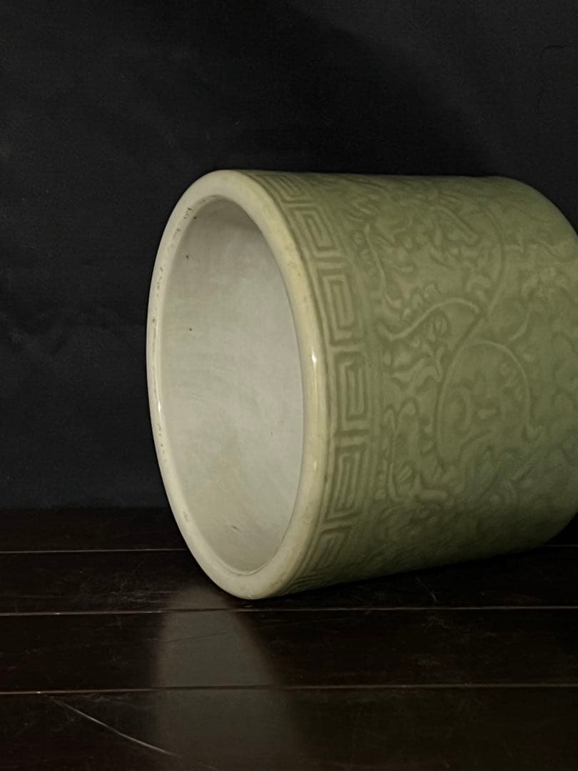 古美術•書•　時代物•龍泉窯青磁筆入•水指•XG：33-1