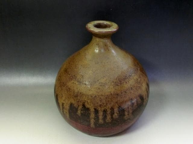壷■古丹波焼 花瓶 涙艮 徳利 押し葉 花器 一輪挿し  時代物 骨董■18cm