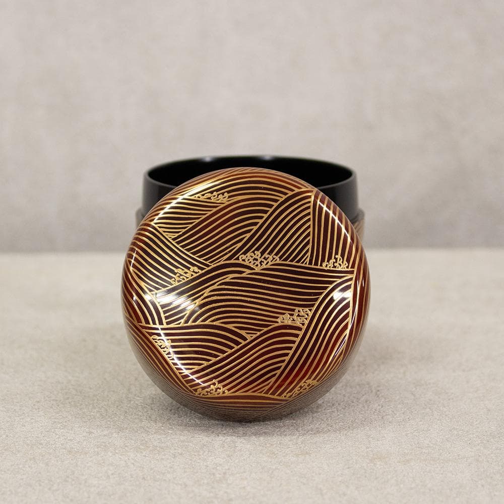 坂下雄峰 波蒔絵 大棗 茶器 茶道具 共布 共箱