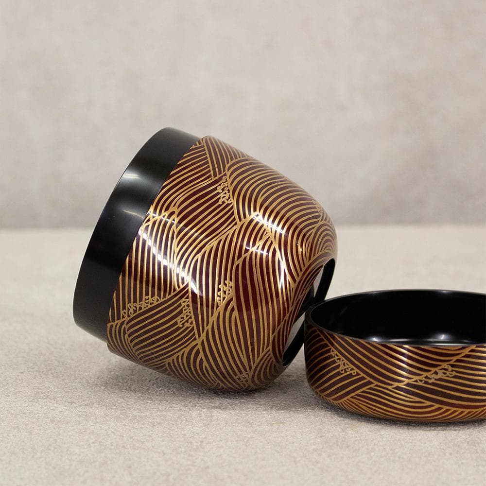 坂下雄峰 波蒔絵 大棗 茶器 茶道具 共布 共箱