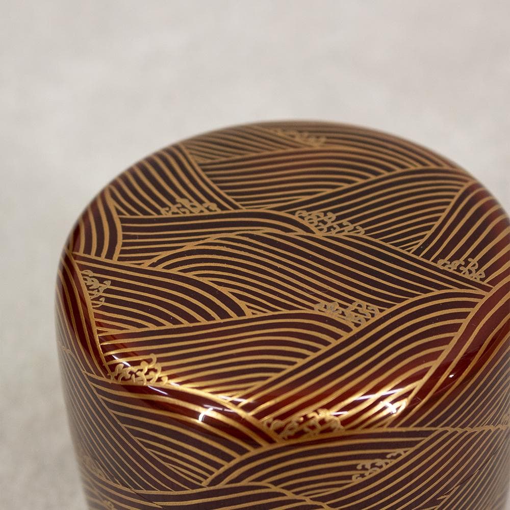 坂下雄峰 波蒔絵 大棗 茶器 茶道具 共布 共箱