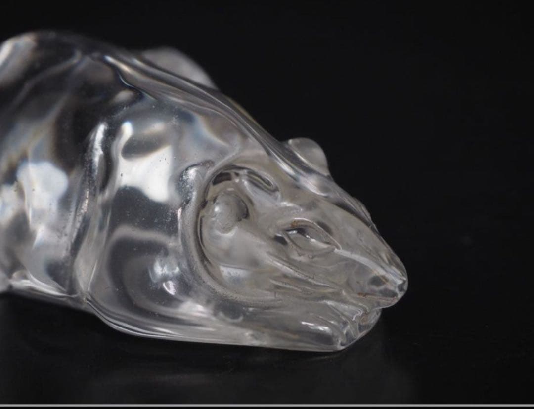 送料無料　時代物　天然水晶製鼠　縁起物　6×4×2.5ｃｍ　重70ｇ　本物保証