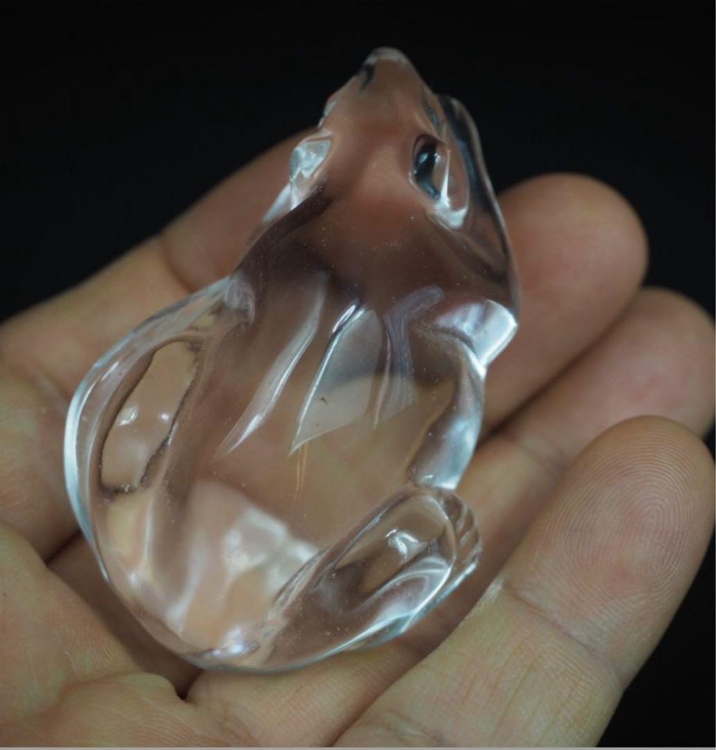 送料無料　時代物　天然水晶製鼠　縁起物　6×4×2.5ｃｍ　重70ｇ　本物保証