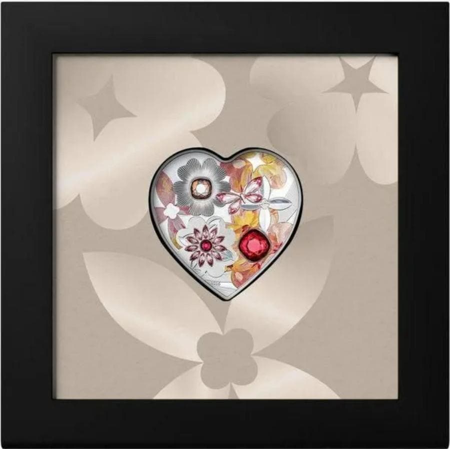 2026クック諸島 花：ブリリアントラブシリーズ ハート形プルーフ銀貨