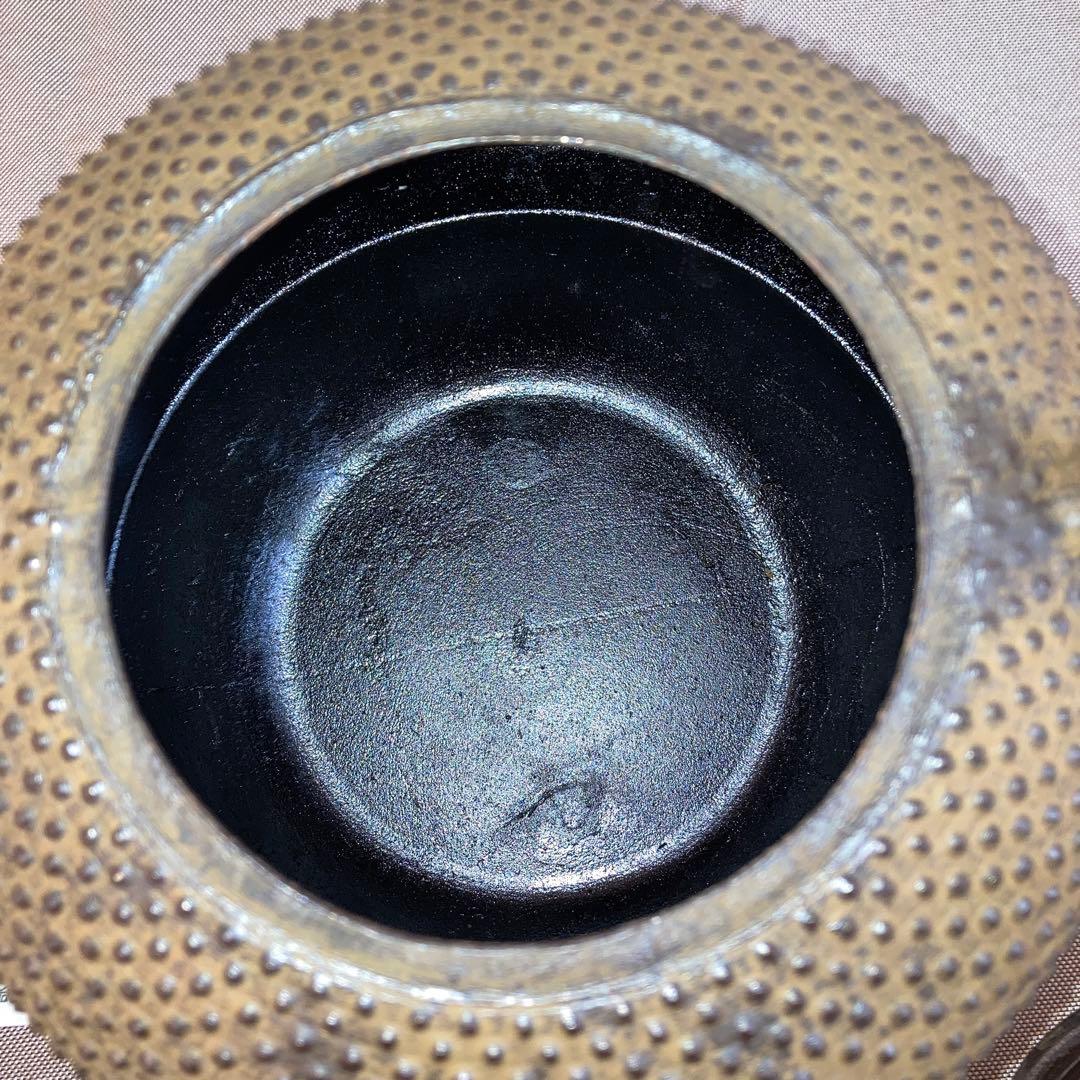 未使用　南部鉄瓶 成龍堂鋳造所・及川光正氏/齋峰作　 別製平南部型アラレ2.3L