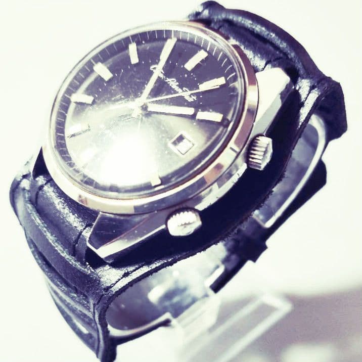 CITIZEN　アラームデイト　機械式手巻腕時計 ブラック文字盤