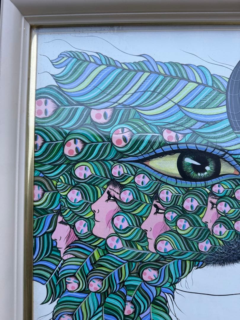 島谷晃「仮面の季節(夏草)」アクリル F8原画 1988年作品 額装 真作