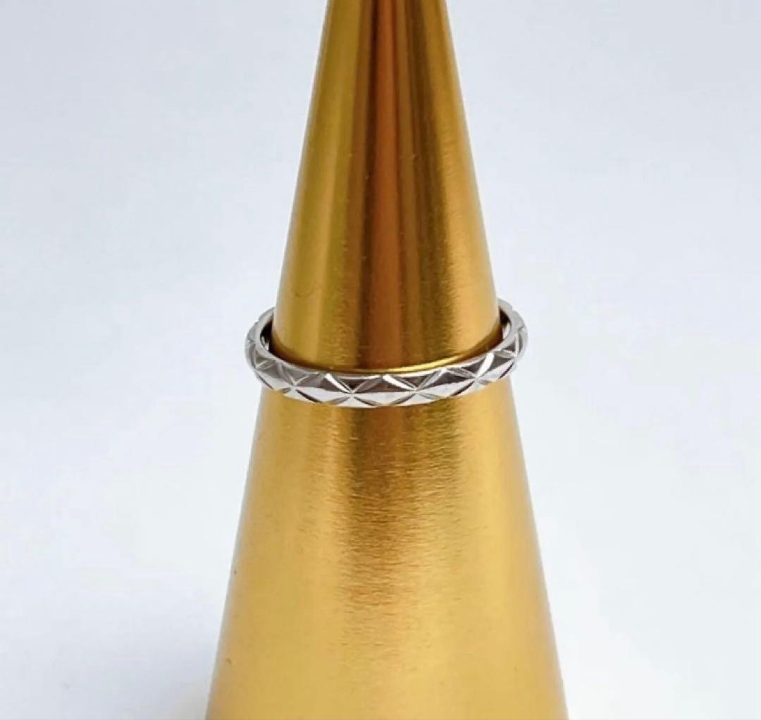 シャネル　マトラッセ　スモール　マリッジリング　PT950 15号　ネーム入り