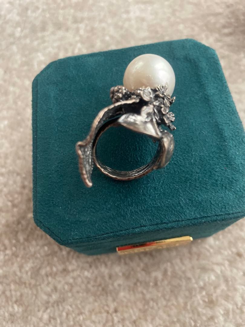 原岡ケンゾ先生ハンドメイド　 真珠付き リング