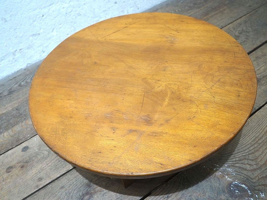 1321 折りたたみ式　レトロな丸ちゃぶ台　座卓　ローテーブル　アンティーク