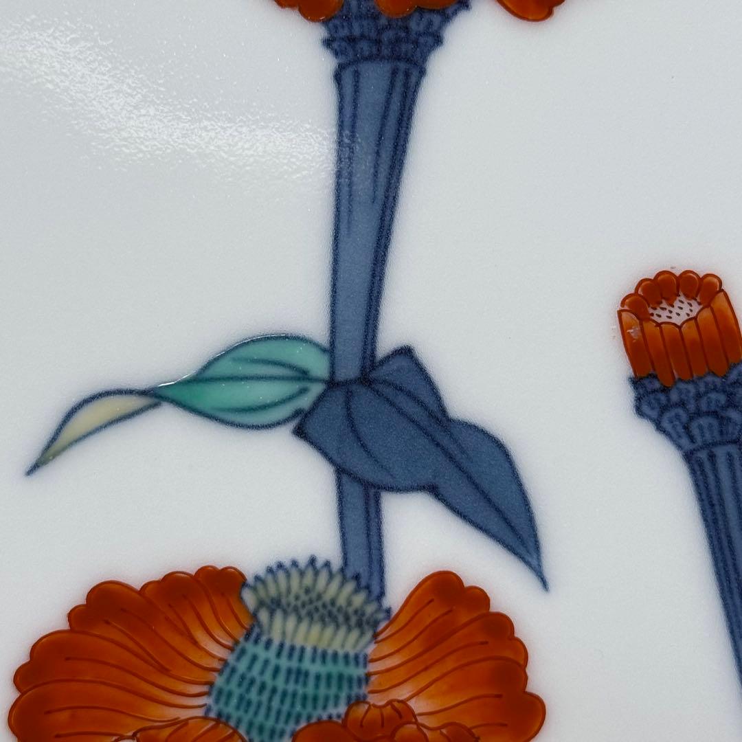 無形文化財　十二代　今泉今右衛門　色鍋島百日草絵飾皿　共箱　栞　完品