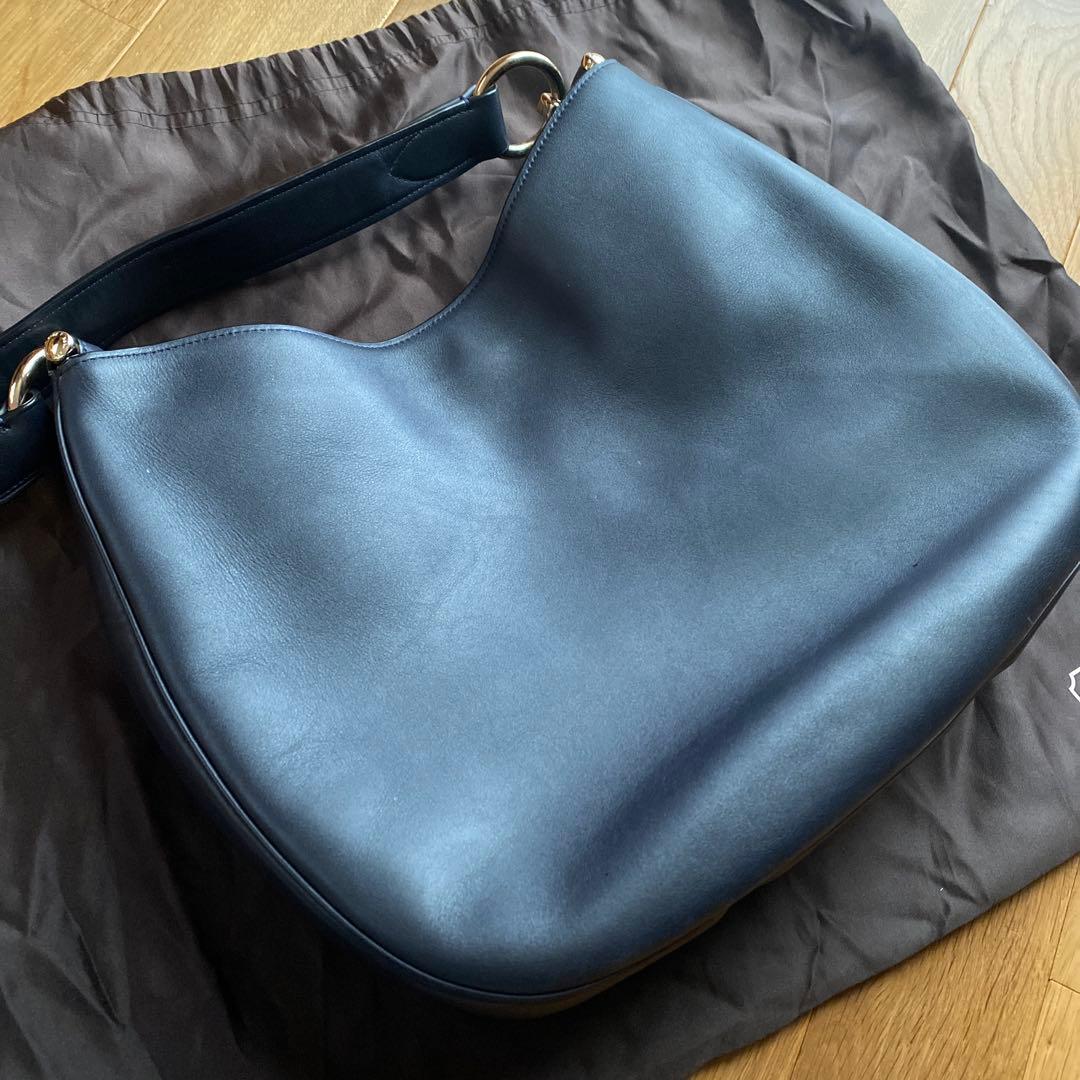 COACH コーチ ネイビー レザーショルダーバッグ