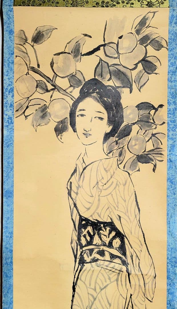 掛け軸　竹久夢二　肉筆美人画　合わせ箱　書画、骨董品、美術品