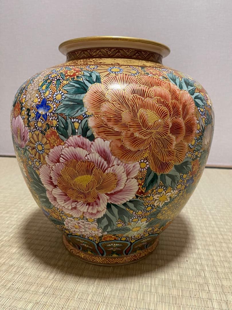 田*中様 豪華絢爛金襴手九谷盧湖造手描き 細密画 百花 花詰 金彩 色絵 九谷焼