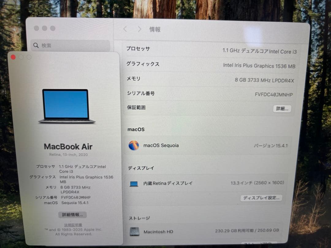 Macbook Air A2179 13インチ　 256GB 8Gb 2020