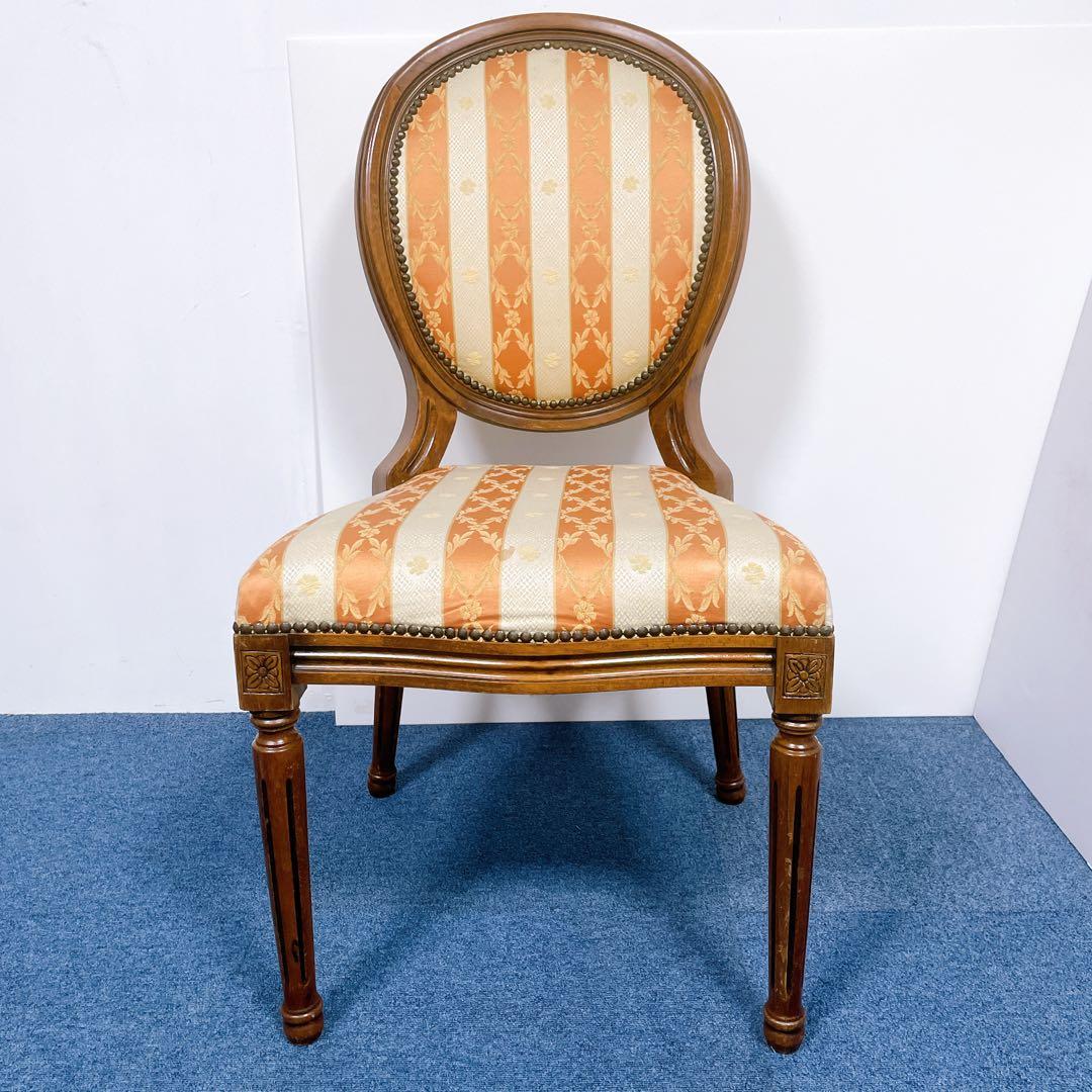 【フランスアンティーク①】ルイ16世様式 華麗ストライプ織物張 メダリオンチェア