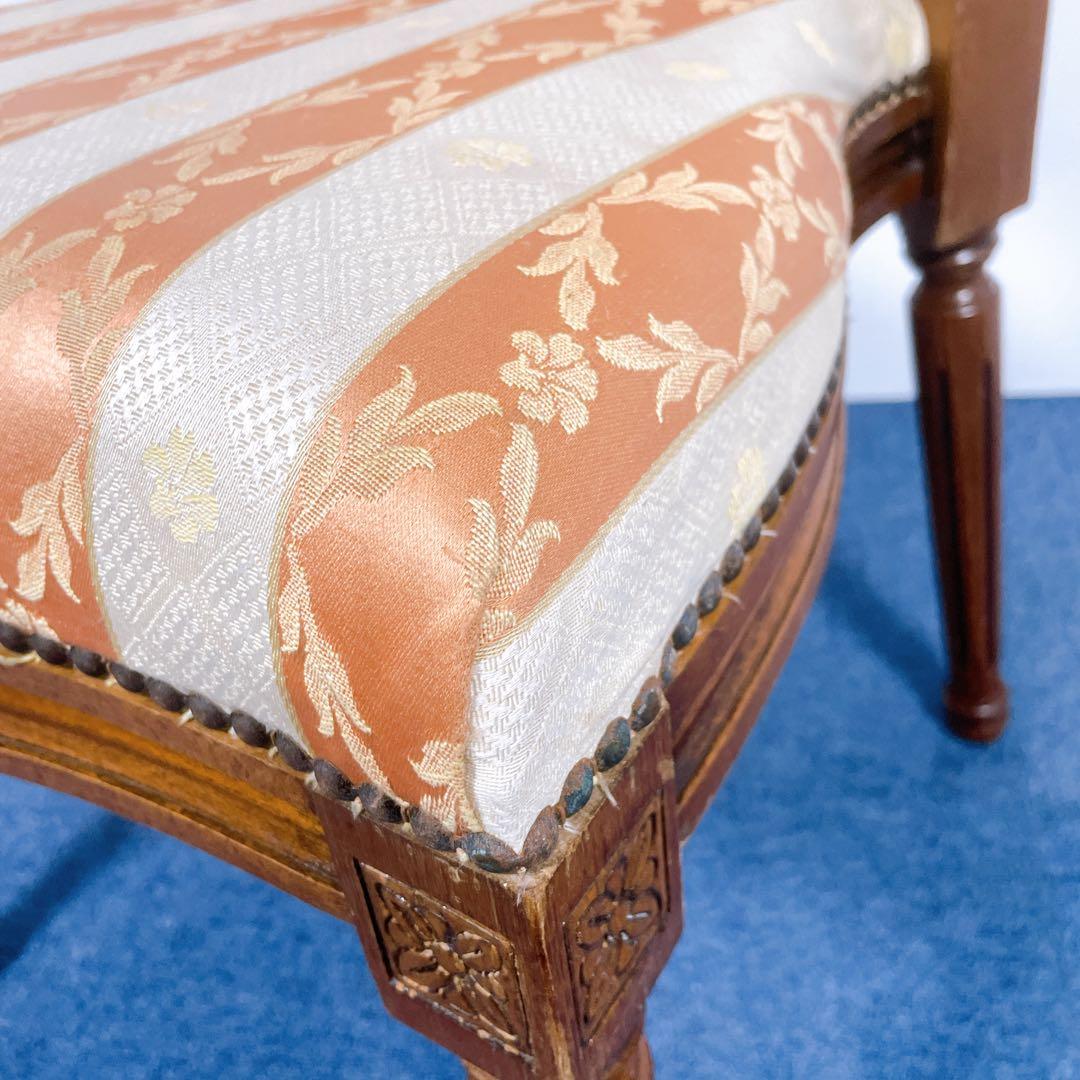 【フランスアンティーク①】ルイ16世様式 華麗ストライプ織物張 メダリオンチェア
