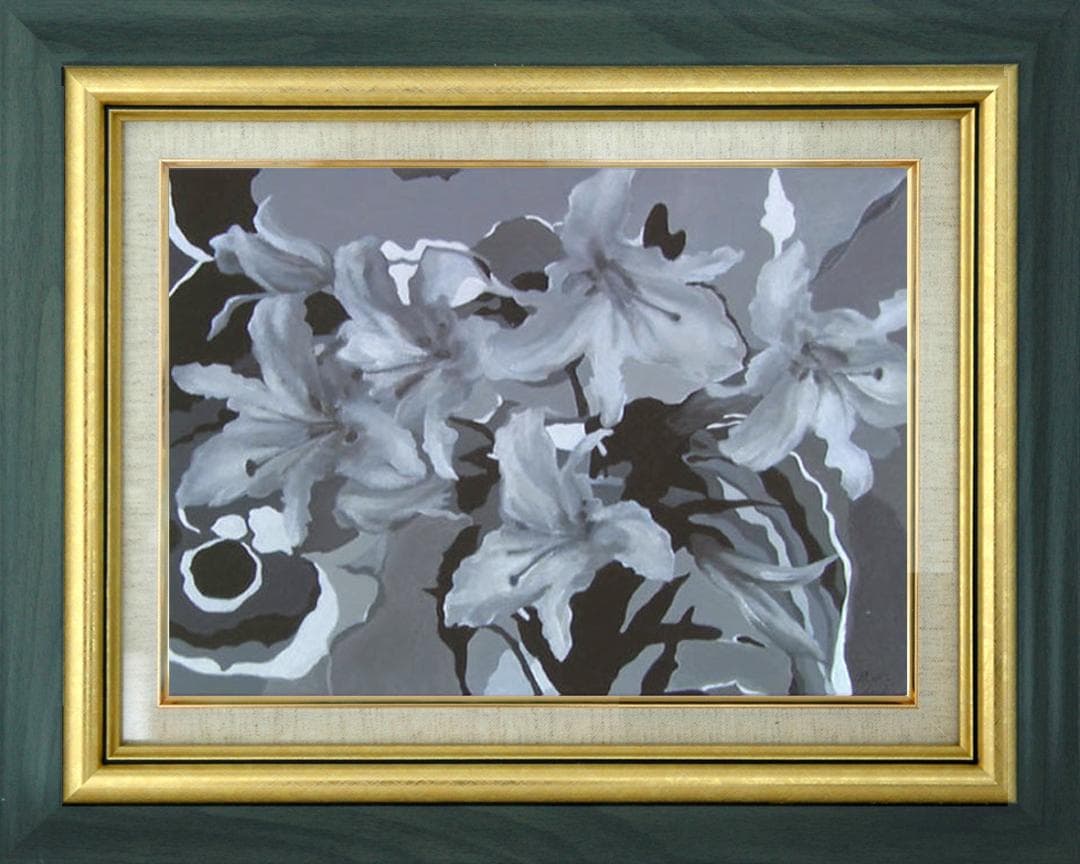 油絵 菅家令子 絵 絵画 インテリア 額付(黒) uF6-070101 花