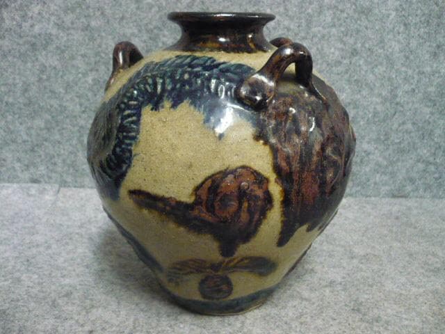 壺屋焼 龍図 琉球壷 [B31416]