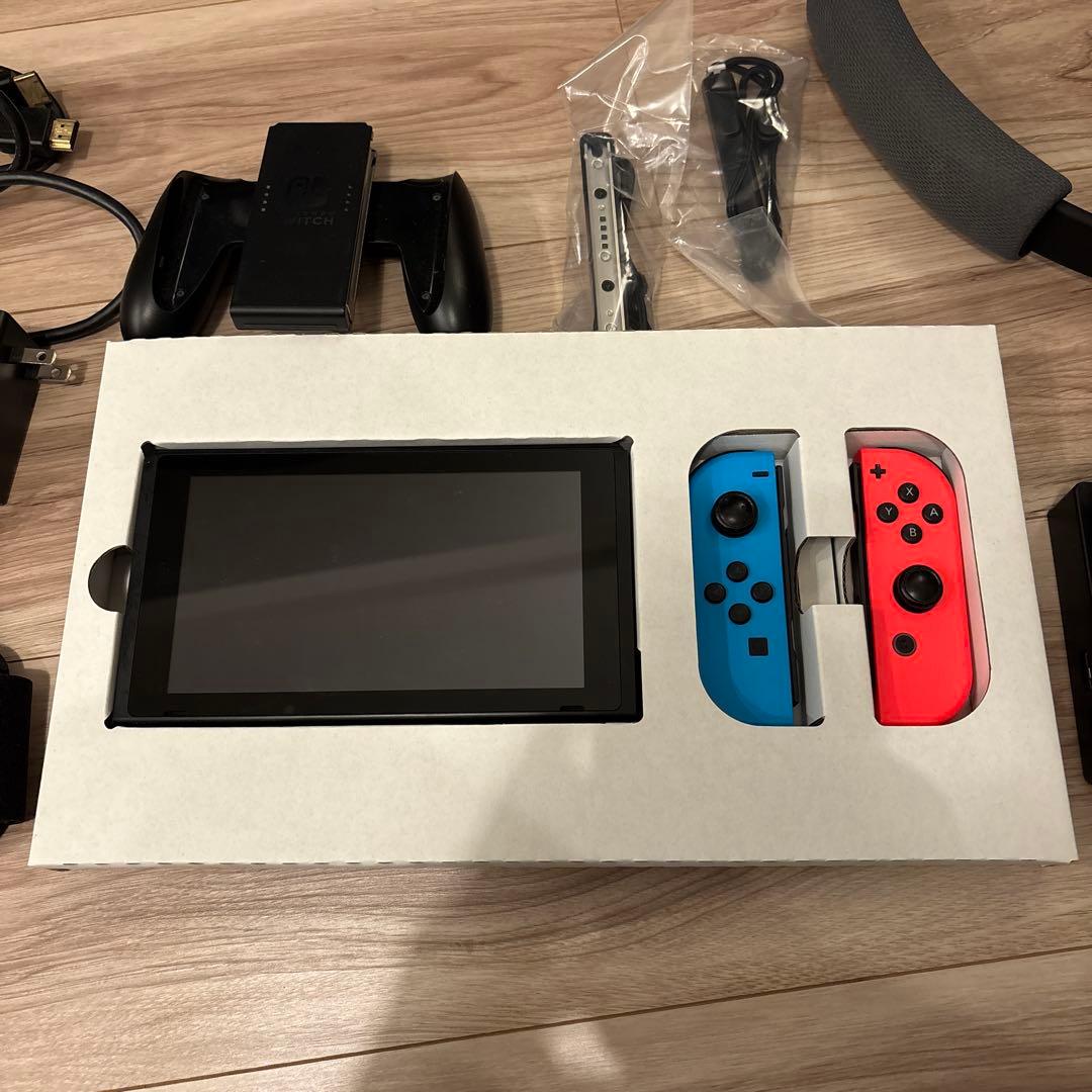 動作確認済 Nintendo Switch 本体 赤/青ジョイコン リングコン付