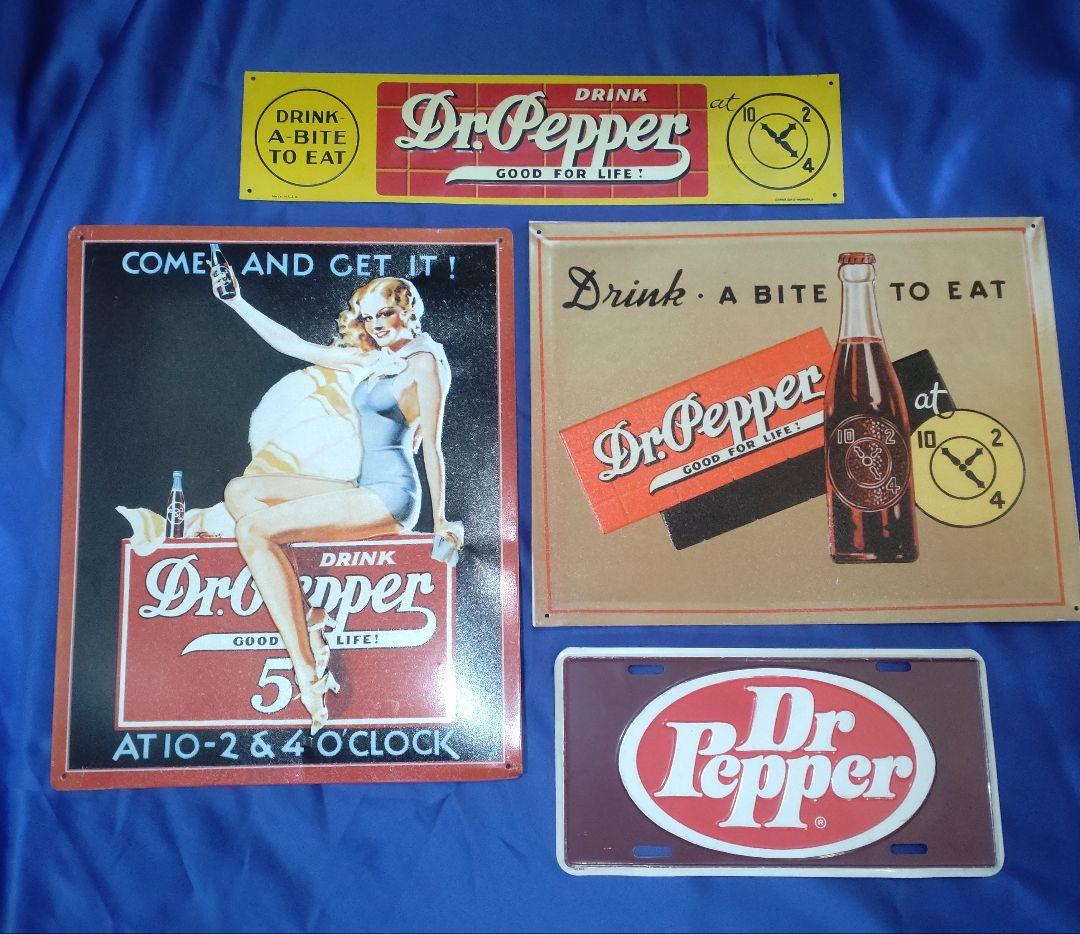 （超希少）Dr Pepper ヴィンテージ広告プレート4点セット/超お得！！