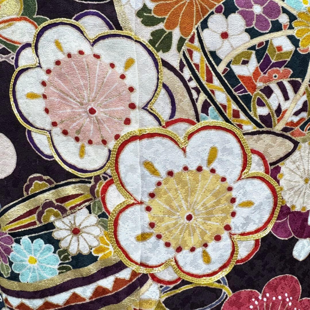 振袖7点フルセット　京都きもの友禅　金駒刺繍 金彩　松　梅紋様　成人式　お正月