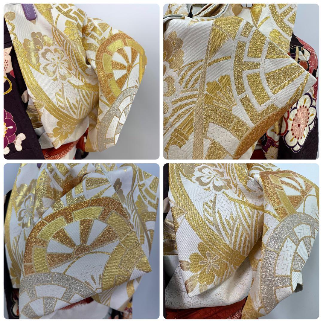 振袖7点フルセット　京都きもの友禅　金駒刺繍 金彩　松　梅紋様　成人式　お正月