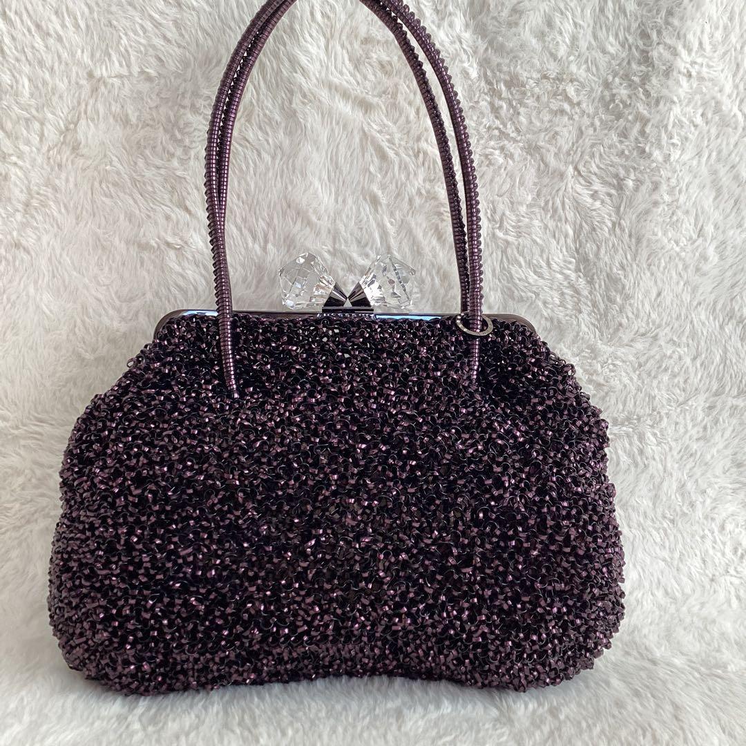 ANTEPRIMA ビーズ ハンドバッグ 　がま口　クリスタルリボン　ワイヤー