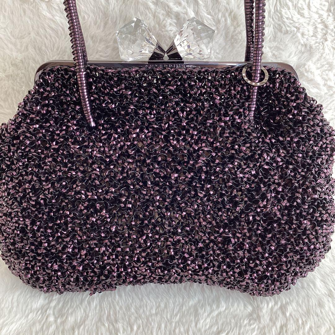 ANTEPRIMA ビーズ ハンドバッグ 　がま口　クリスタルリボン　ワイヤー