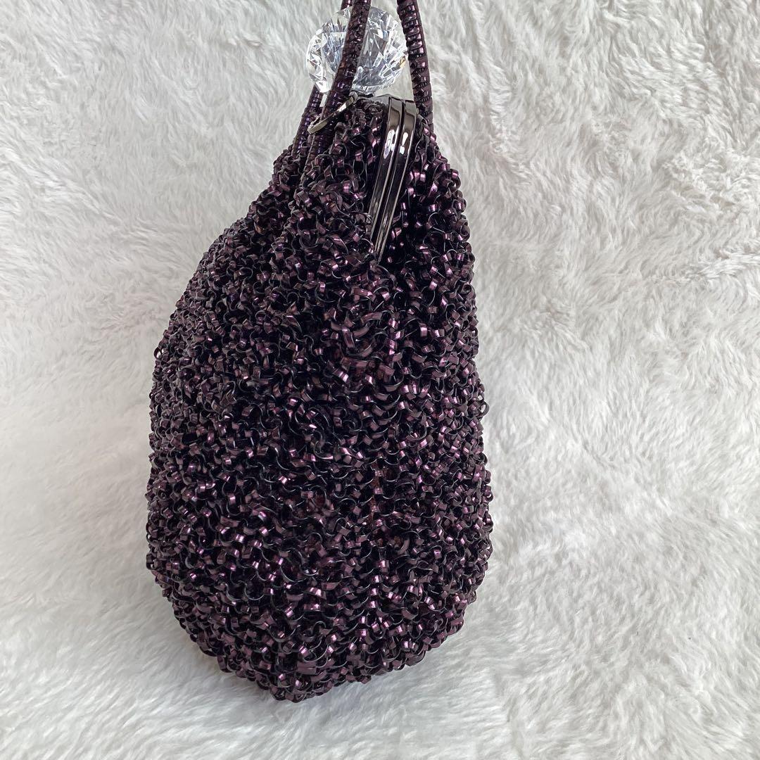 ANTEPRIMA ビーズ ハンドバッグ 　がま口　クリスタルリボン　ワイヤー