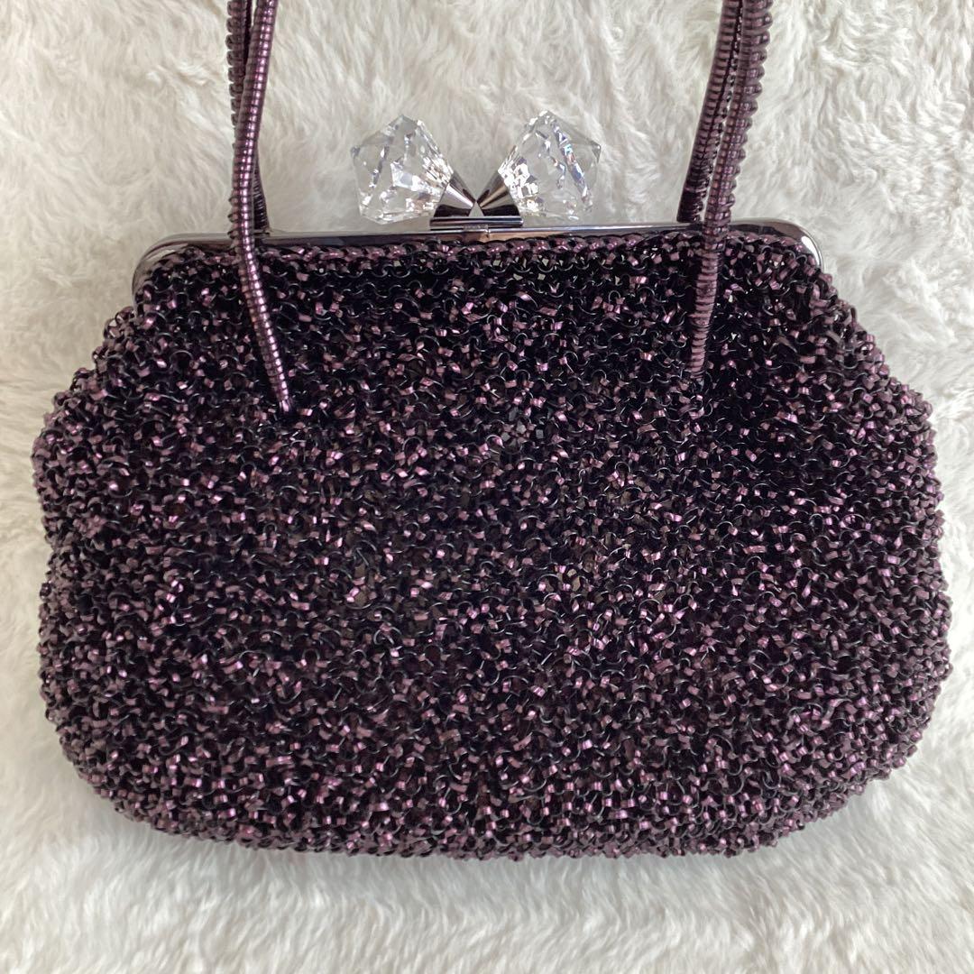 ANTEPRIMA ビーズ ハンドバッグ 　がま口　クリスタルリボン　ワイヤー