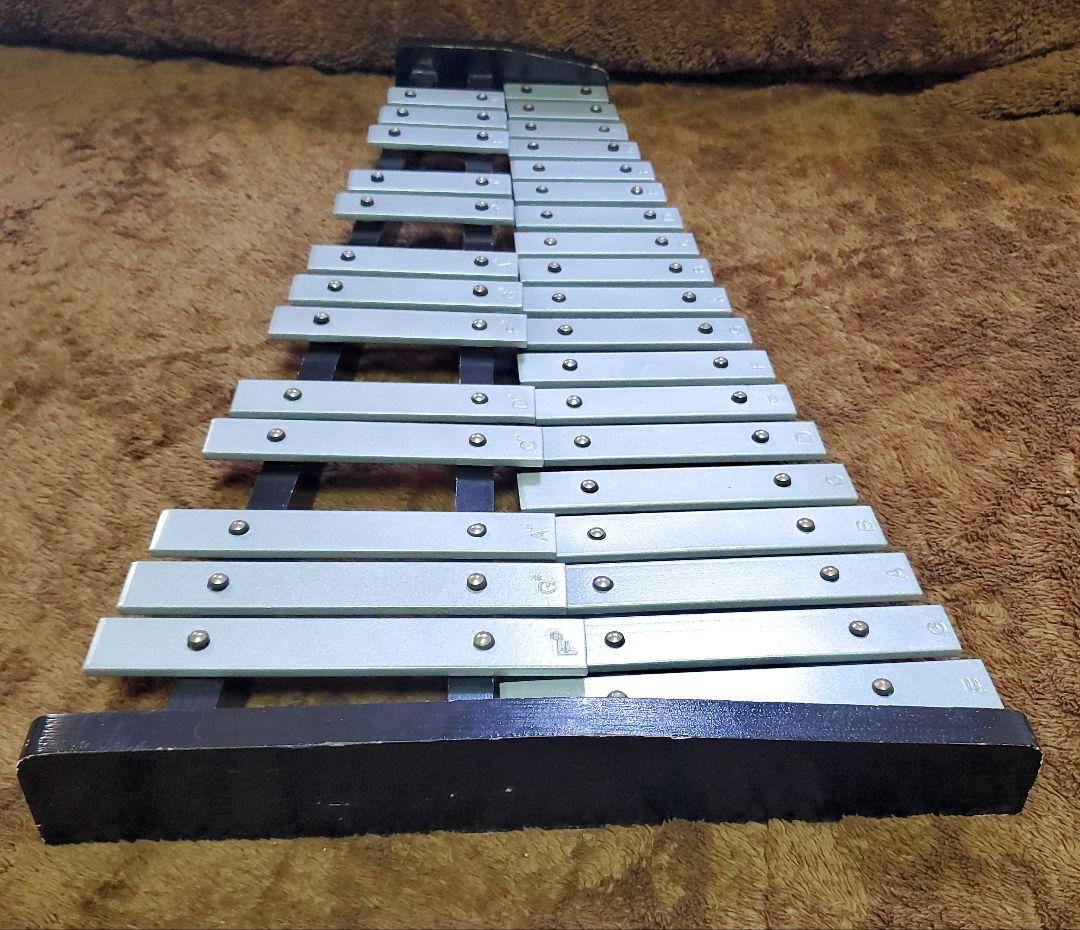 グロッケン 鉄琴 32音 スタンド付属 マレットx2本 メーカー不明